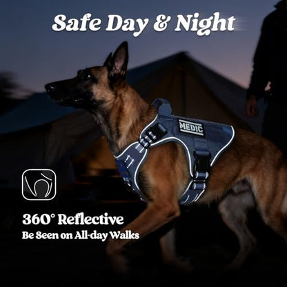 rabbitgoo Tactical Dog Harness Small Sized, No Pull Upgraded Reflective Heavy Duty Molle Vest with Handle, Adjustable Military Service Dog Vest for Walking Hiking Training, Blue, S - color: Blue Reflective, size: Small