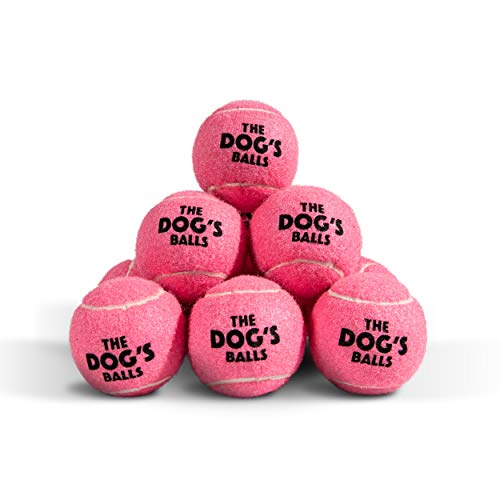 The Dog's Balls Dog Tennis Balls Tough 2.5" 12-Pack Pink Floats in Water | Our fetch balls combine non-abrasive felt exterior and a thicker rubber core Durable Dog Toy for Outdoor Play & Training - color: Pink, size: 12 Medium Tennis Balls