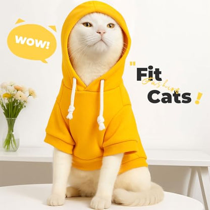 PETCARE Basic Dog Hoodie Sweaters for Small Medium Large Dogs Cats Puppy Clothes Soft Warm Fleece Dog Hoodies Sweatshirt with Small Pockets Fall Winter Chihuahua Dachshund Golden Retriever Outfits - color: Yellow, size: L(Suggest 6-10 lbs)