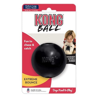 KONG Extreme Ball with Hole - Fetch Toy - Durable Dog Toy for Training, Interactive Playtime & More - Natural Extreme Rubber Ball - Black - for Large/Medium Dogs (Pack of 2) - size: Medium(2-Pack)