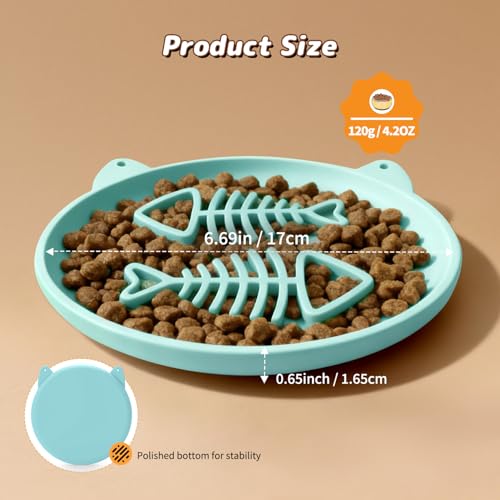 Slow Feeder Cat Bowl, 2 PCS Silicone Bowl, Cat Slow Feeder, Ideal for Dry and Wet Food, Easy to Clean, Interactive Puzzle Toy for Pets Food Training, Keeps Cats Busy, 6.69" W*0.65" H - color: 2Pack-Cyan&Purple