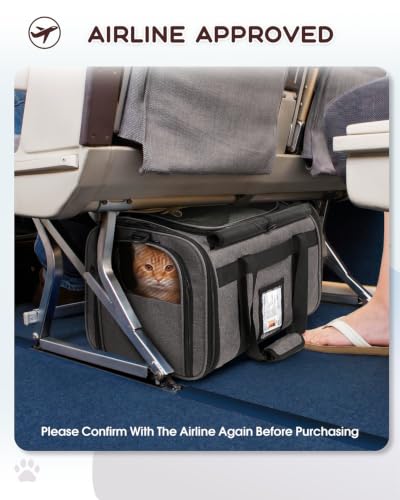 BurgeonNest Soft Cat Carrier Large, Pet Carrier Dog Carrier for Big Cats and Small Dogs up to 25 lbs Collapsible Top Loading with Dual-Exit Tunnel, Privacy Protection, Mesh Ventilation, Travel, Gray - color: Grey, size: 18.9"L x 13.4"W x 14.6"H