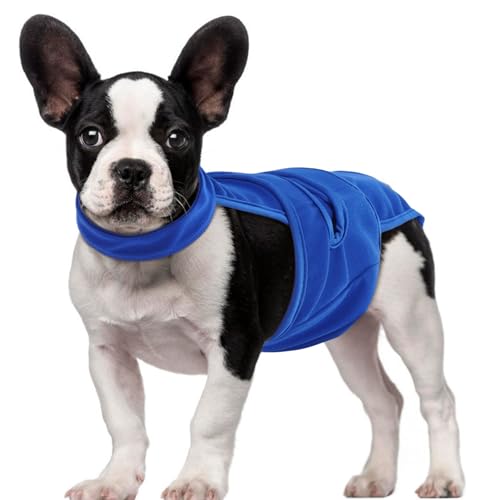 QBLEEV Female Dog Diapers with Adjustable Suspenders – Washable Sanitary Panties for Dogs in Heat or Incontinence, Escape-Proof Reusable Pet Period Underwear Onesie for Small to Large Breeds - color: Blue, size: S（Back Length:11.0"）