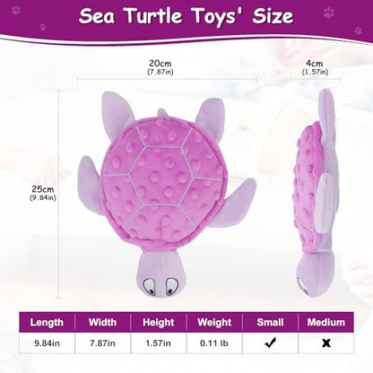 Squeaky Sea Turtle Plush Dog Toy - Durable, No Stuffing, Interactive Chew Toy for Small Dogs - Relieve Anxiety, Teething, and Keep Them Busy for Puppy(Purple) - color: Purple
