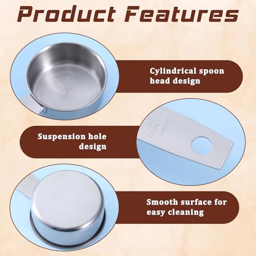 2 Pcs 1/8 Cup (30ml, 1oz) Measuring Cup, Stainless Steel Measuring Scoop Coffee Scoops Small Metal Measure Cups Tablespoon for Wet and Dry Ingredients, Metric and US Measurement, Dishwasher Safe - size: 1/8 Cup