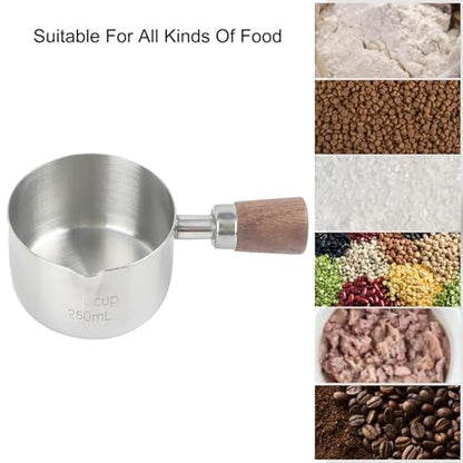 1 Cup Stainless Steel Dog Cat Food Measuring Scoop for Dry and Wet Food, Accurate Measurement for Rice, Flour, Grain (Silver) - color: Silver