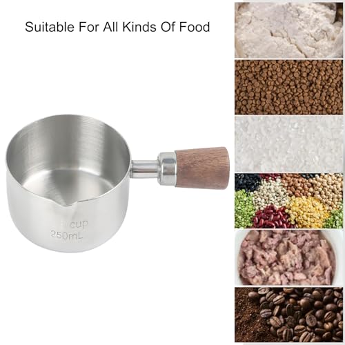 1 Cup Stainless Steel Dog Cat Food Measuring Scoop for Dry and Wet Food, Accurate Measurement for Rice, Flour, Grain (Silver) - color: Silver