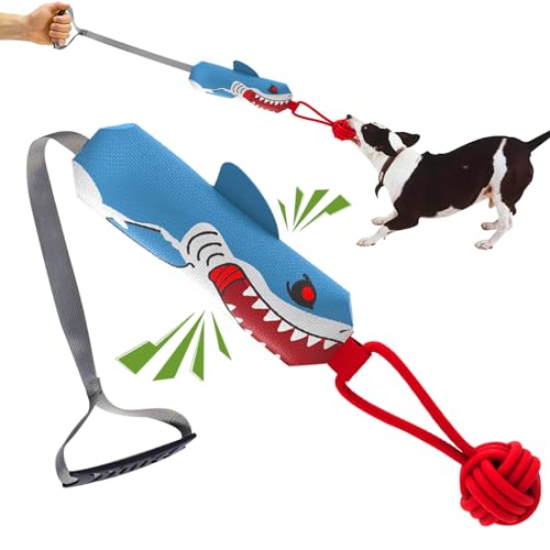 ETIAL Interactive Dog Tug Toy,Indestructible Dog Toys for Aggressive Chewers,Tough Squeaky Dog Rope Toys for Training,Tug of War Dog Toy Balls for Medium & Large Dogs (Shark) - style: Shark