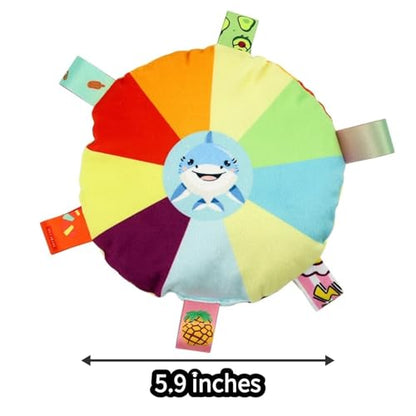 Stuffed Colorful Plush Flying Disc Dog Toy Soft Squeaky Aggressive Chewer Puppy Teething Chew Toy for Small Big Large Dogs (Shark)