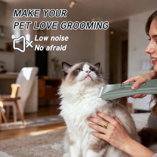 Tife Dog Clipper Low Noise, Dog Grooming Kit with Rechargeable, Pet Shaver Cordless Electric Quiet Hair Clipper (Green-tp9980) - color: Green