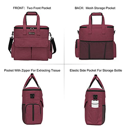 Airline Approved Pet Travel Bag, Weekend Travel Set for Dog and Cat, Airline Approved Tote Organizer with Multi-Function Pockets, 2 Dog Food Storage Containers, 2 Collapsible Bowls (Rose Red) - color: Rose Red