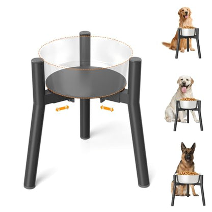 SHAINFUN Raised Dog Bowl Stand for Large Dogs with Tray, Adjustable Width 7 to 10.6", Elevated Tall Food Water Stand (Bowl Not Included) - color: Black-MR, size: Height: 11", Width: 7-10.6"