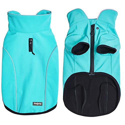 Blueberry Pet Windproof Waterproof Reflective Softshell Dog Jacket, Cyan Blue, Size 16 - color: Cyan Blue, size: Size 16