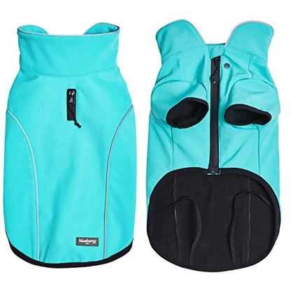 Blueberry Pet Windproof Waterproof Reflective Softshell Dog Jacket, Cyan Blue, Size 10 - color: Cyan Blue, size: Size 10