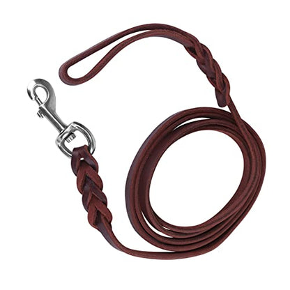 SUNGOOYUE Dog Lead Leash Leather Training Safety Rope 1.6m Padded Handle Lobster Clasp for Walking Running Hiking Medium Dogs (The Material Length is 2 Meters and the net Length) - size: The material length is 2 meters and the net length