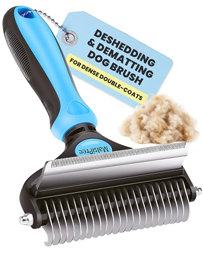 MalsiPree Dog Brush for Shedding - Large Blue, 2-in-1 Deshedding Rake | 2-in-1 deshedding brush & undercoat rake - dematting comb - Use for double-coated dogs, cats & heavy shedding - color: Blue