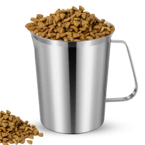 3 Cup Dog Measuring Cup,Stainless Steel Measuring Cup,Pet Food Measuring Scoop for Dogs, Cats, Birds and Small Pets,Kitchen use-Ideal for Dry Food & Treats (3CUP) - size: 3CUP