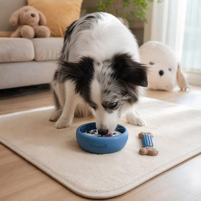 Dog Lick Bowl with Bone Chew Toy, BPA Free Silicone Slow Feeder Dog Bowl, Lick Mat for Dogs with Strong Suction, Dog Freezer Bowl for Anxiety Relief, Paw Calm, Dishwasher (Blue, S) - size: Small