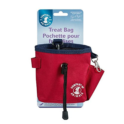 Company of Animals Treat Bag, Red, Zipped Pockets & Drawstring, Clips on Belt, Waistband or Pocket, Waterproof Treats Pouch, Ideal for Dog Walking & Puppy Training - color: Red