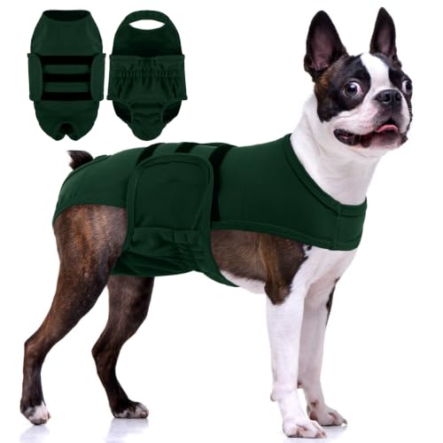 PUMYPOREITY Washable Female Dog Diaper, Adjustable Suspender Pantie, Escape-Proof Anti-Harassment Wear for Heat, Incontinence, Puppy Training, Senior Pet, XS, QliveGreen - color: QliveGreen, size: X-Small