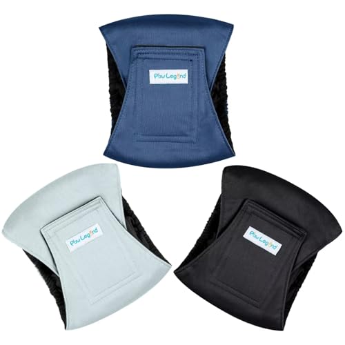 Paw Legend Washable Dogs Diapers Male Dog Belly Bands for Male Dogs Diapers Reusable Puppy & Doggie Diapers Male (3 Pack, X-Small) - color: Navy, Black, Grey., size: X-Small