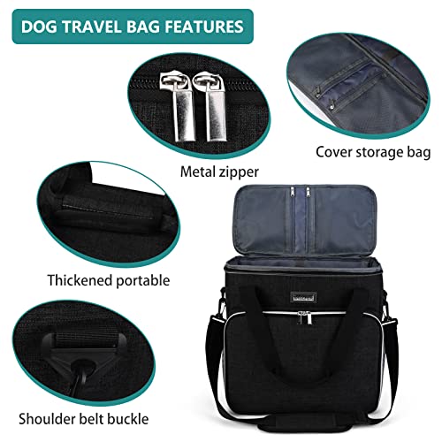 BAGLHER Dog Travel Bag, Pet Travel Bag (ALL Pet Travel Supplies), With 2 Pet Food Containers and 2 Collapsible Silicone Bowls; Essential Kits for Travel Black - color: Black, size: Medium