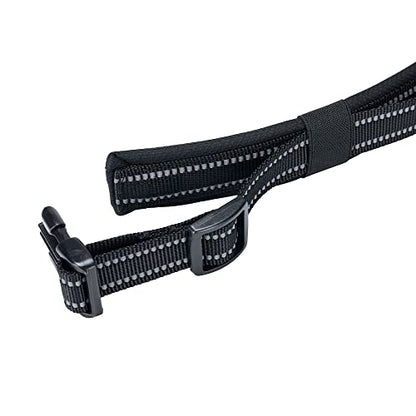 EXCELLENT ELITE SPANKER Reflective Dog Collar Classic Soft Padded Breathable Nylon Adjustable Pet Collar with Quick Release Buckle for Boy Girl Male Female Small Medium Large Dogs Training(Black-XL) - color: Black, size: XL