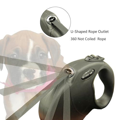 16FT Retractable Dog Leash for Medium Dogs up to 44lbs with Chew Proof Steel Wire Extender, Lightweight, Durable & Safe One-Hand Operation Black M - color: Black, size: Medium