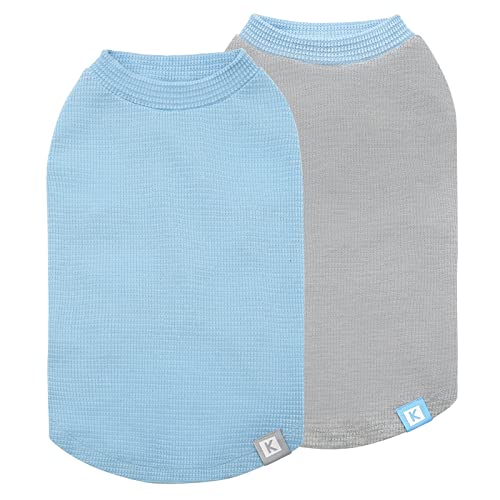 KYEESE 2Pack Dog Shirts Waffle for Small Dogs Stretchy T-Shirts Lightweight Tank Top Sleeveless Vest Breathable Cat Tee, Medium, Blue+Grey - color: 07# 2Pack(Blue+Grey), size: Medium (7-11lbs)