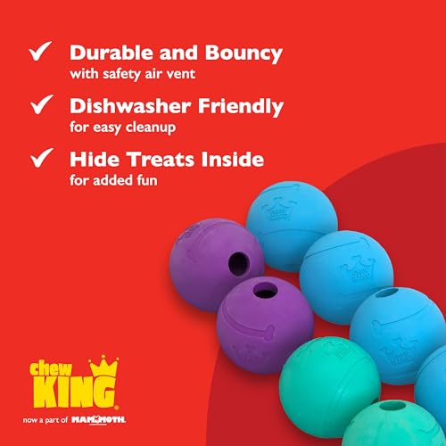 Chew King Fetch Balls Extremely Durable Natural Rubber Toy 2.5 inch, 8-pack (CM-0264-CS01) - color: 8-Pack (2.5" Balls) - Blue, Green, Purple