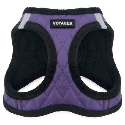 Best Pet Supplies - All Weather Plush, Reflective, No Pull Harness for Small, Medium Dogs, Cats - Secure with Hook & Loop Fastener, Buckle, Double D-Rings - Purple Faux Leather, M - color: Purple Faux Leather, size: M