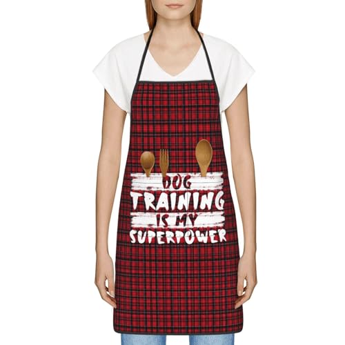Dog Training is My Superpower Apron for cooking with Pockets Women Men Kitchen Chef Funny Aprons