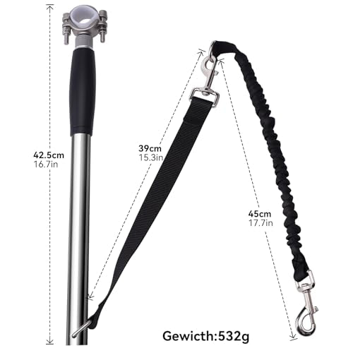 Hands Free Dog Bike Leash - Heavy Duty Bicycle Attachment with Quick Connect & Buffer Rope, Fit Leash for Medium Large Dogs - Cycling, Jogging, Outdoor Exercise (Black)