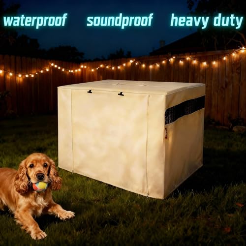 HiCaptain Dog Crate Cover 36.0" L x 23.0" W x 25.0" H with Breathable Mesh, Heavy Duty Kennel Cover, Dual Zippered Panels, Windproof Waterproof(Beige) - color: Beige, size: 36.0"L x 23.0"W x 25.0"H