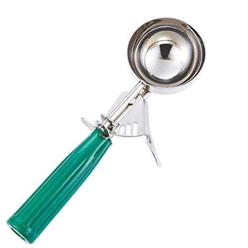 Saebye 2.7 OZ Scoop - #12 (1/3 Cup) - Disher, Ice Cream Soop, Cookie Scoop - Portion Control - 18/8 Stainless Steel, Green Handle, For Cookie, Ice Cream, Meatball, Muffin, Cupcake, Vegetable Salad - size: #12/ 2.7 oz