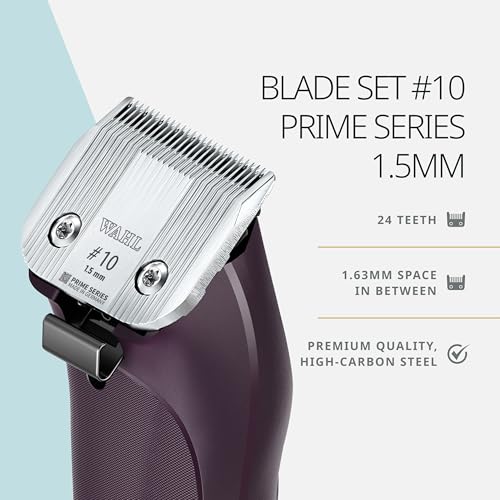 Wahl Pro Animal Wide Prime Series Blades - Professional Fine Tooth Pet Clipper for Horse, Cat & Dog Grooming - Made from High-Carbon Steel - #10, 1.5mm - size: #10