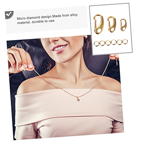 Toyvian 3Pcs Stainless Steel PET Tag Clips with Quick Release Hooks for Dog and Cat Collars Sturdy Lobster Connectors with 6 Rings