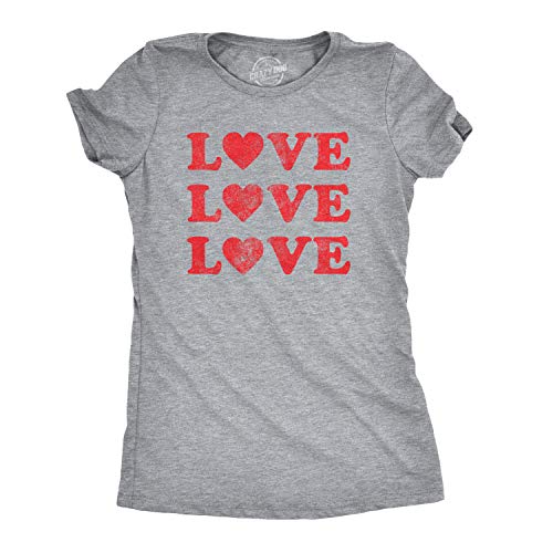 Womens Valentines Shirts Cute Heart T Shirts Funny Valentines Day Tees for Ladies - color: Light Heather Grey - Love 3x, size: X-Large