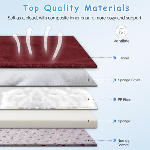Magic Dog Super Soft Extra Large Dog Bed, 47 Inches Jumbo Orthopedic Foam Pet Beds with Anti Slip Bottom, Dog Sleeping Mattress with Removable and Washable Cover, Burgundy XL - color: Burgundy, size: 47.0"L x 39.0"W x 5.0"Th