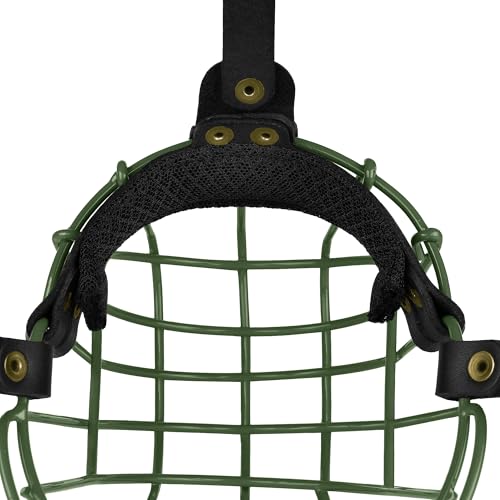 Pitbull Dog Muzzle Metal Mask Amstaff Secure Wire Basket Adjustable Durable Leather Straps for Large Dogs (Green) - color: Green