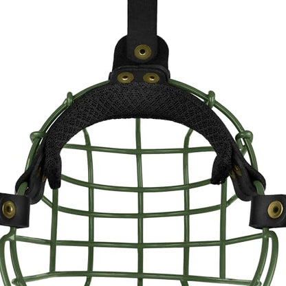 Pitbull Dog Muzzle Metal Mask Amstaff Secure Wire Basket Adjustable Durable Leather Straps for Large Dogs (Green) - color: Green