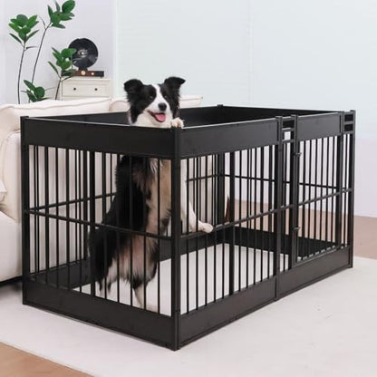 Dog Playpen, 31.5" Height Dog Pen Indoor, Heavy Duty, Safe and Sturdy, Furniture Style Puppy playpen - color: Black, style: 6 Panels (31.5" High)