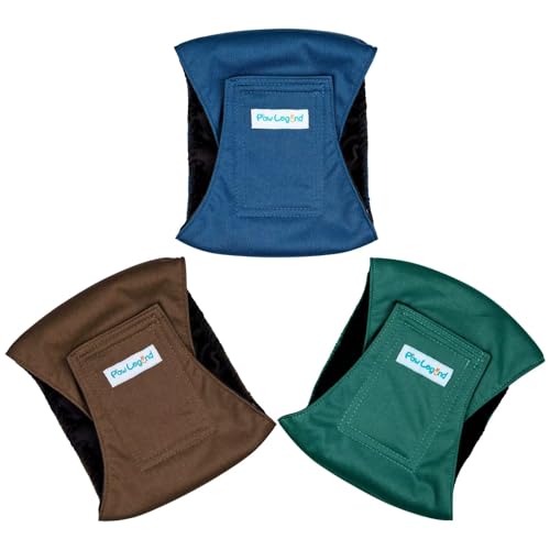 Paw Legend Washable Dogs Diapers Male Dog Belly Bands for Male Dogs Diapers Reusable Puppy & Doggie Diapers Male - color: Brown, Navy, Dark Green, size: X-Small