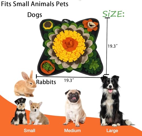 Rabbit Foraging Mat Snuffle Mat, Feeding Mat Interactive Feeding Puzzle Toy, Pet Sniffing Training Mat for Dogs, Hamsters Guinea Pigs Stress Relief
