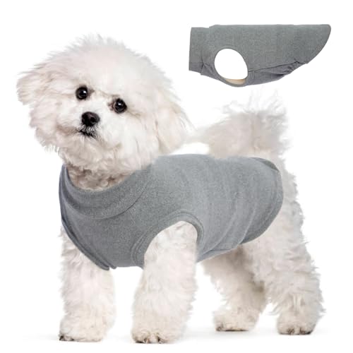 Dog Fleece Vest - Grey, M - Pullover Warm Sweater | Stretchable Sweatshirt Small Dogs Boy, Lightweight Winter Jacket Keep Warm, Mini Dachshund - color: Grey, size: Medium