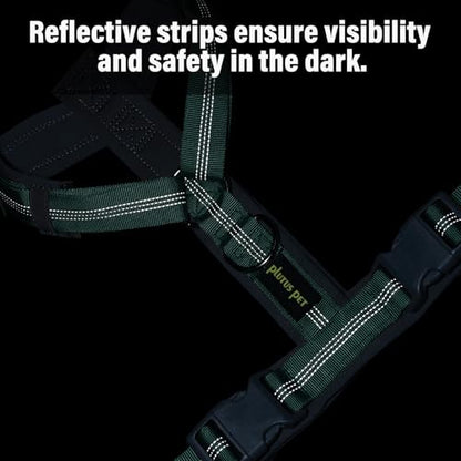 Plutus Pet No Pull Dog Harness, Adjustable Nylon Harness with Soft Padding, Reflective and Heavy Duty Dog Harness for Small, Medium, Large Dogs(Teal, M) - color: Teal, size: M