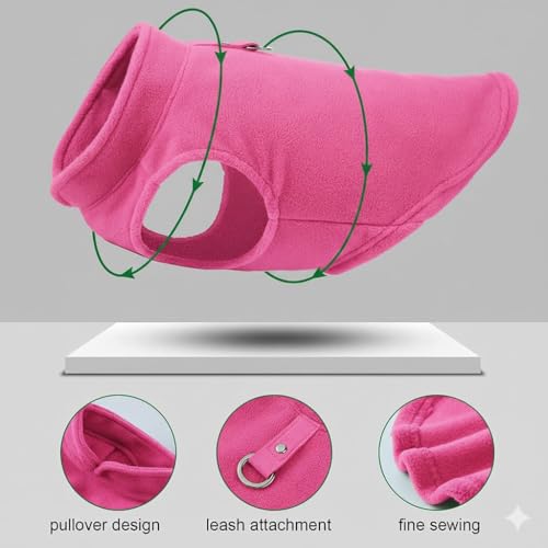 JACKO & CO - Fleece Vest Dog Sweater with Leash Ring - Soft, Warm & Lightweight Pullover Coat for Small & Medium Dogs, Puppies & Cats - Cozy Fall/Winter/Spring Pet Jacket (Pink, Small 4-6lbs) - color: Pink, size: S (4-6lbs)