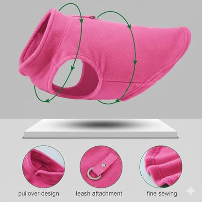 JACKO & CO - Fleece Vest Dog Sweater with Leash Ring - Soft, Warm & Lightweight Pullover Coat for Small & Medium Dogs, Puppies & Cats - Cozy Fall/Winter/Spring Pet Jacket (Pink, Small 4-6lbs) - color: Pink, size: S (4-6lbs)