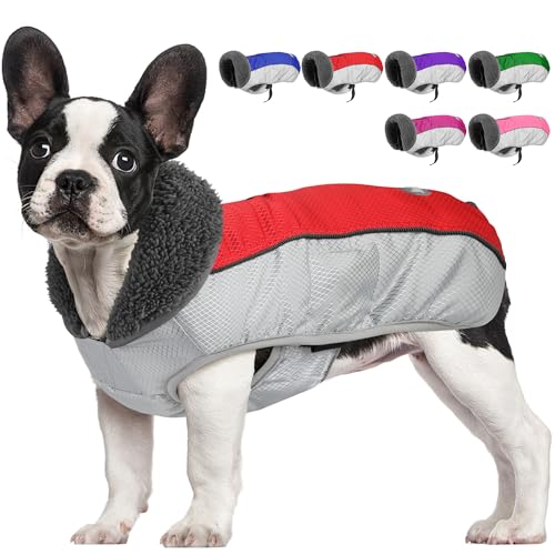 Petglad Dog Coat, Waterproof Ripstop Dog Winter Jacket with Leash Hole, Reflective Adjustable Warm Pet Fleece Snow Sweater for Small Medium Large Dogs - Red, 3XL - color: Red, size: 3XL
