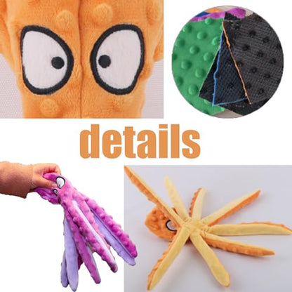 Octopus Dog Toy, Stuffing Free Octopus Dog Toy, Squeaky & Crinkle Plush for Aggressive Chewers Dogs, for Interactive Play, Teething & Anxiety Relief (Blue) - color: blue